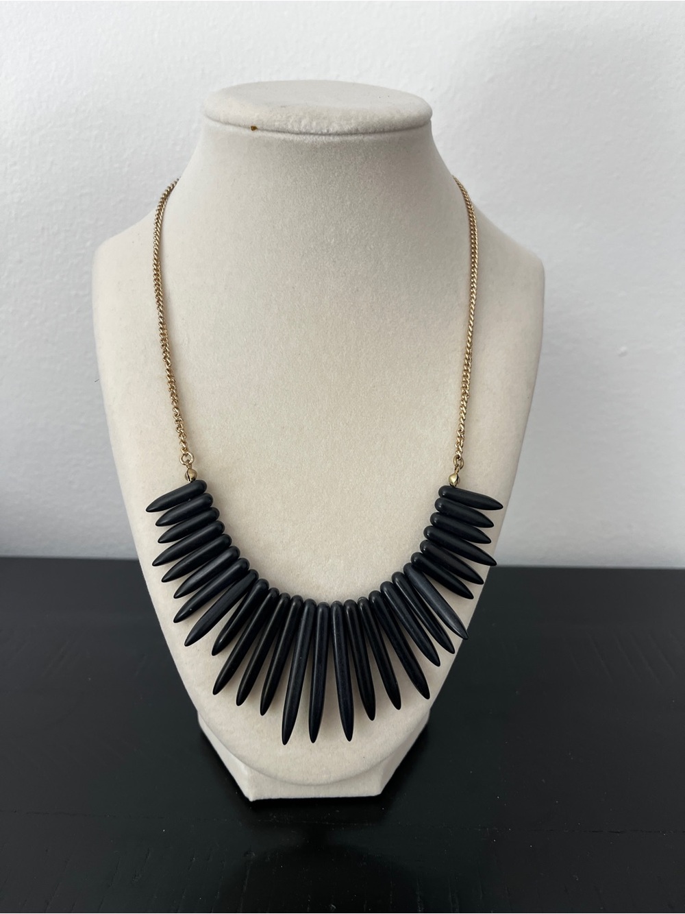 Black Spike Statement Necklace